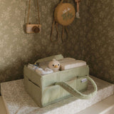 Nappy Caddy with pockets - Teddy Fleece - Sage