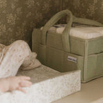Nappy Caddy with pockets - Teddy Fleece - Sage
