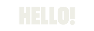 Text 'HELLO!' in a casual font on a white background