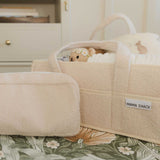 Nappy Caddy with pockets - Teddy Fleece - Ivory