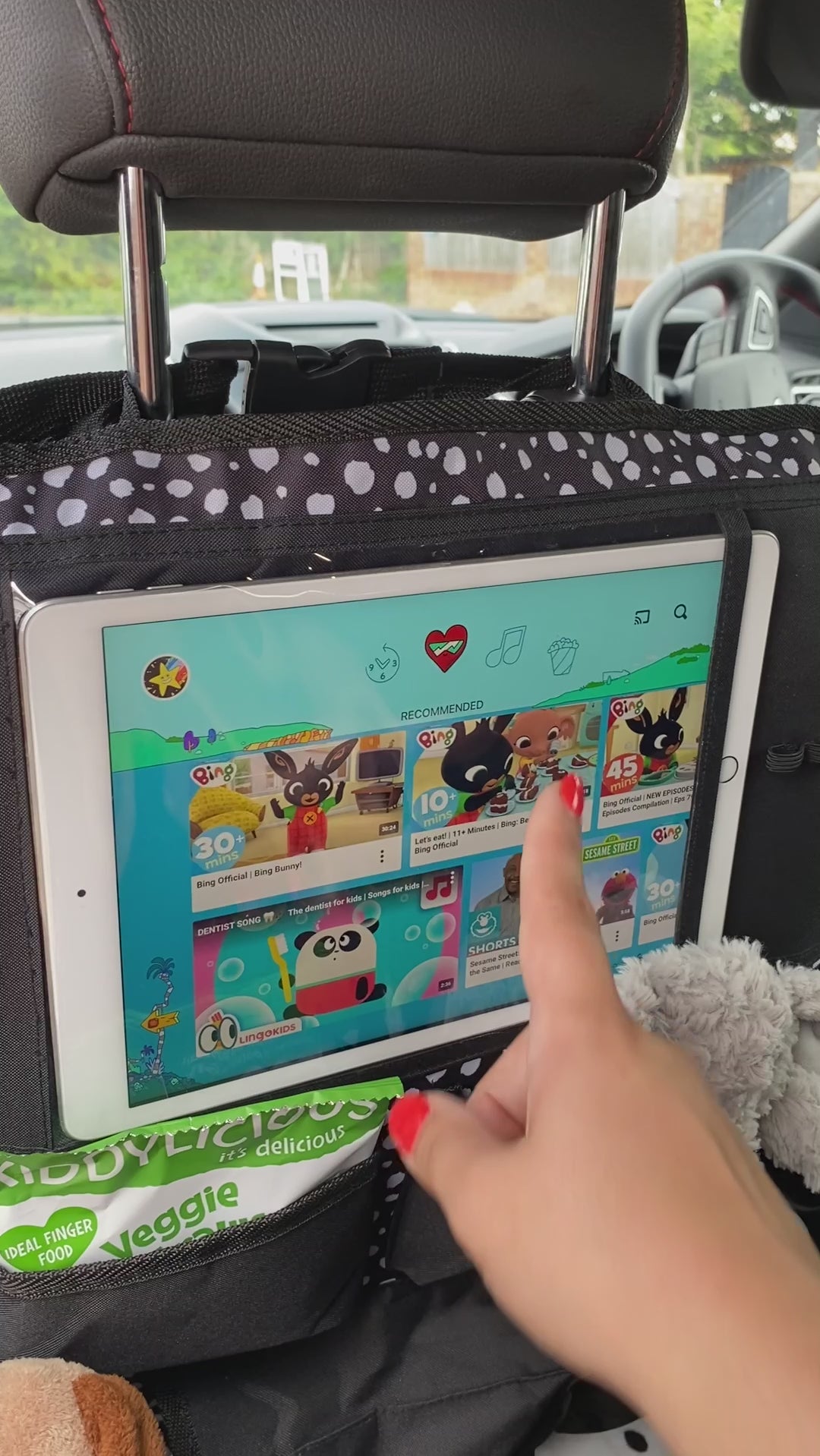 Kids Car Back Seat Organiser - Black Spotty