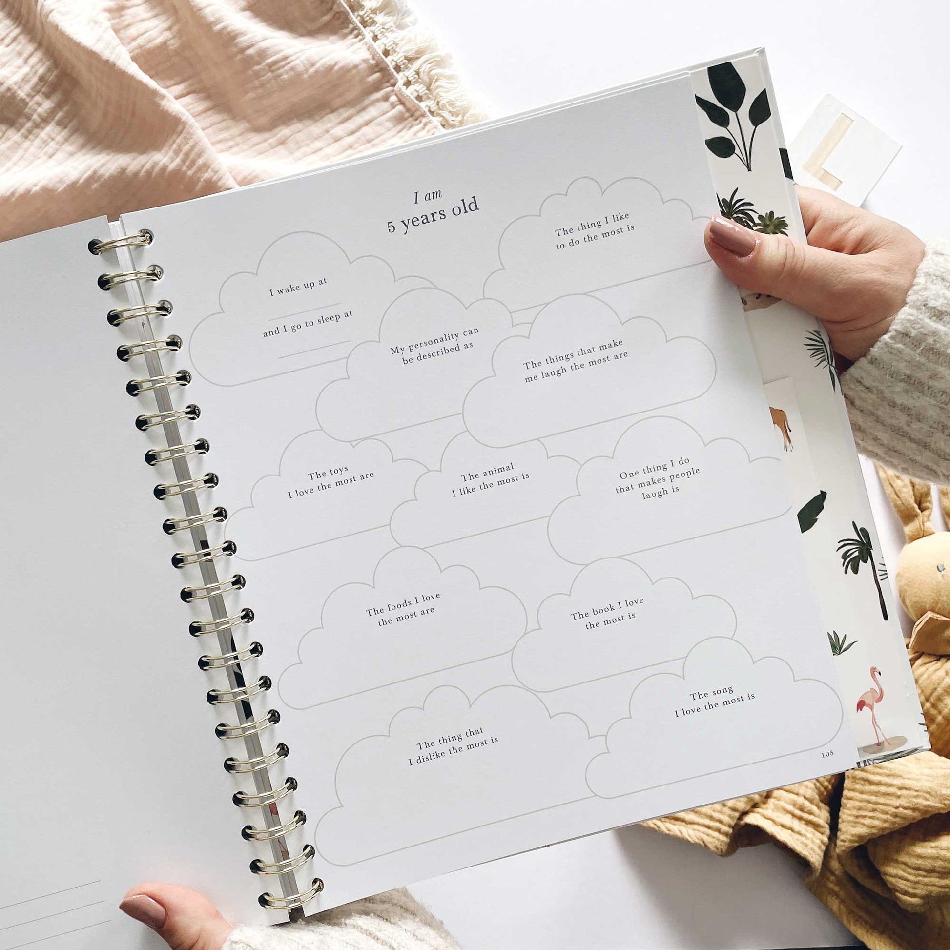 Luxury Keepsake Baby Memory Book - Jungle and Gold Foil