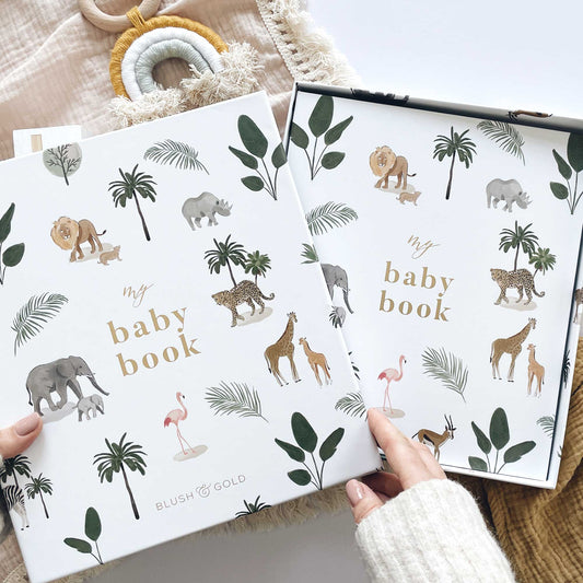 Luxury Keepsake Baby Memory Book - Jungle and Gold Foil