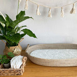 Changing Basket Mat Liner - Linear Leaf - Sage Green