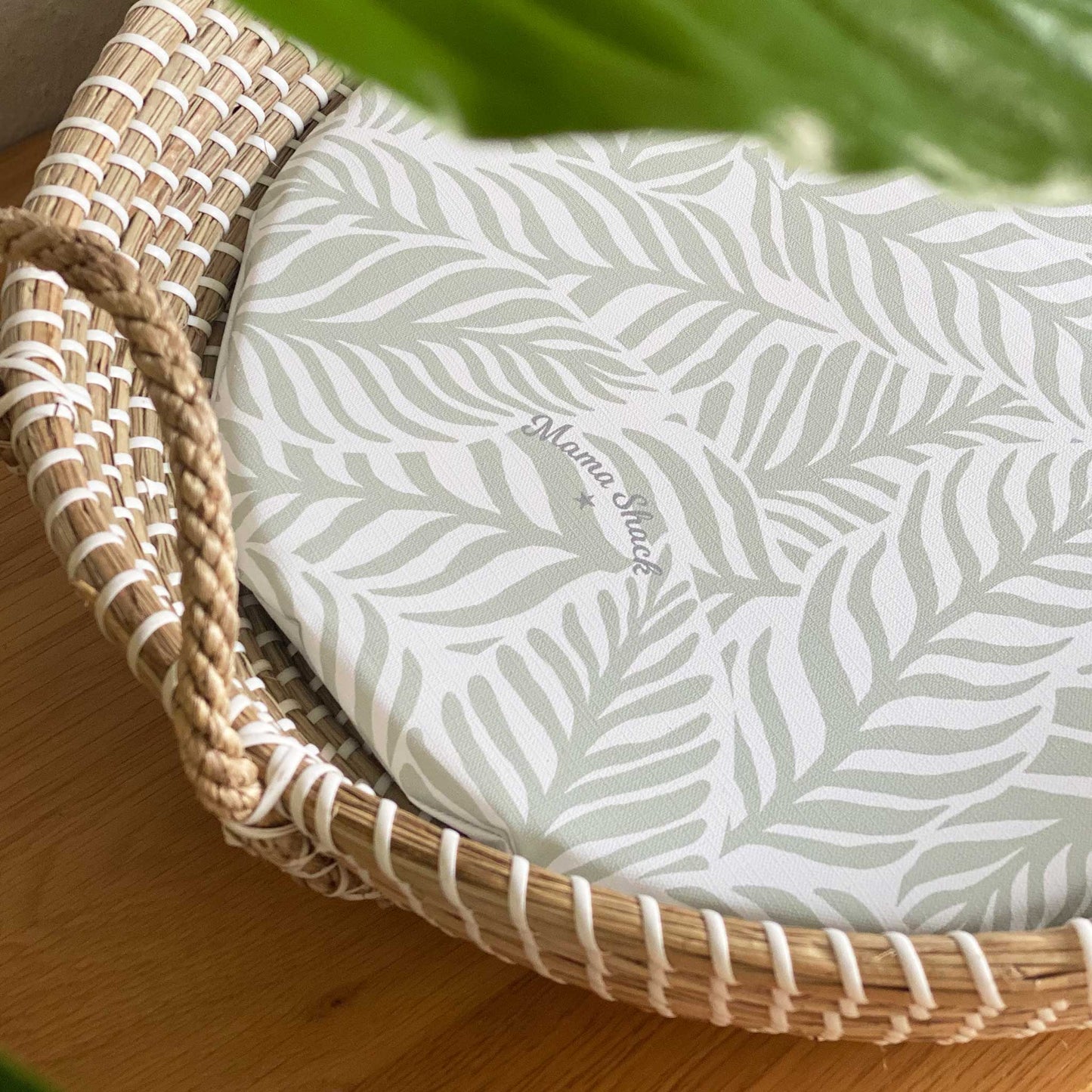 Changing Basket Mat Liner - Linear Leaf - Sage Green