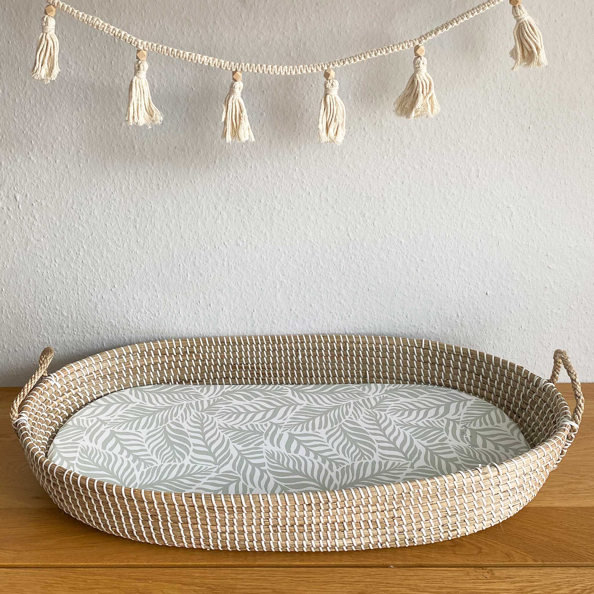 Changing Basket Mat Liner - Linear Leaf - Sage Green Mama Shack