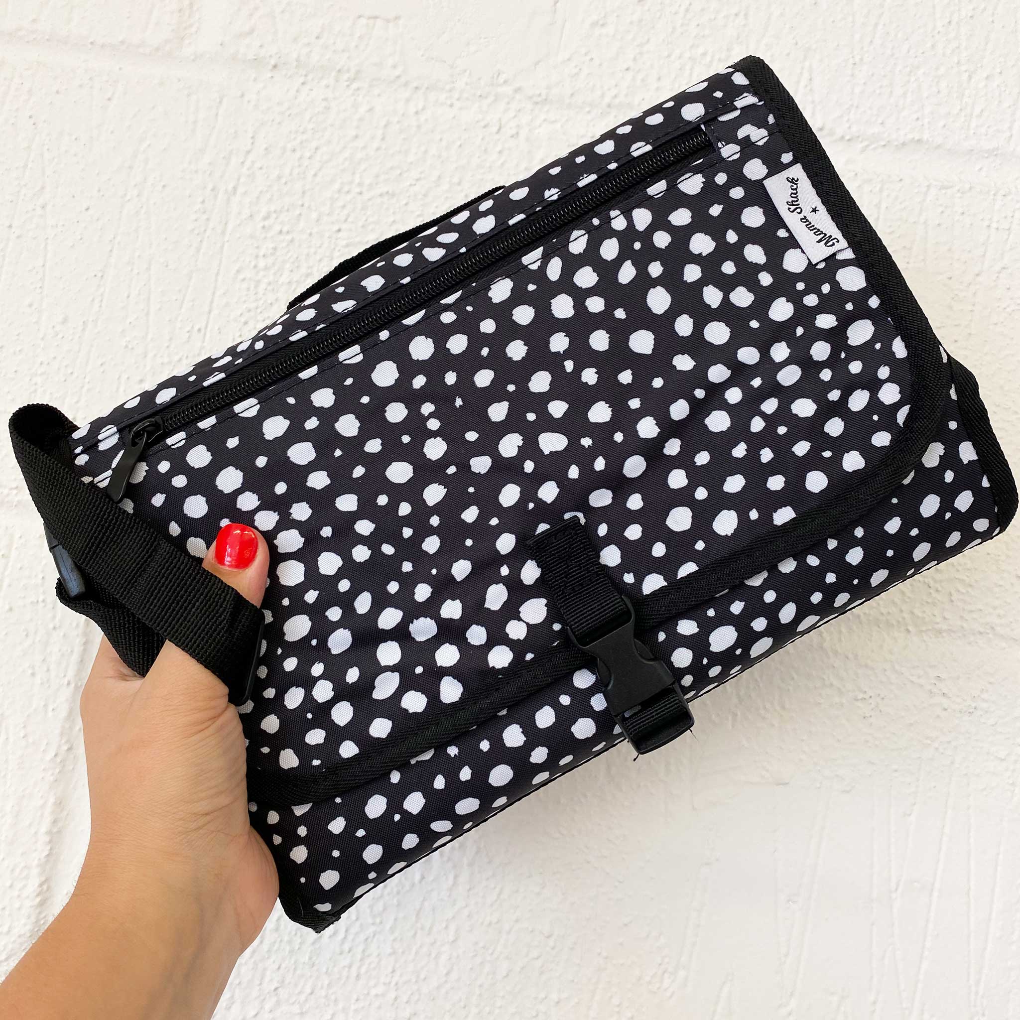 Travel Changing Bag Clutch - Black Spotty