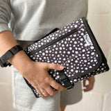 Travel Changing Bag Clutch - Black Spotty