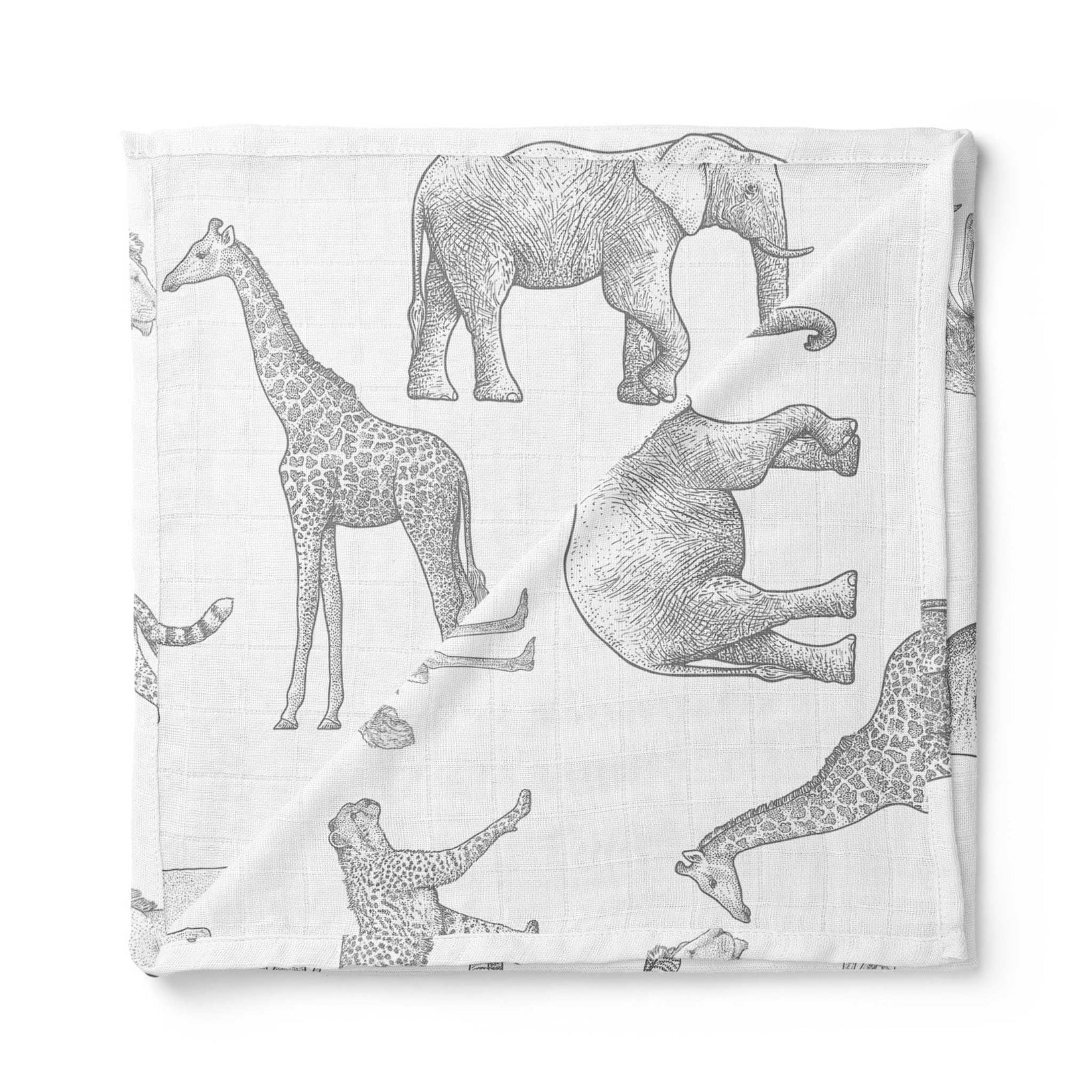Organic Muslin Swaddle Blanket Monochrome Safari Mama Shack