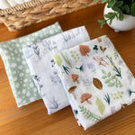Organic Muslin Squares - Set of 3 - Woodland