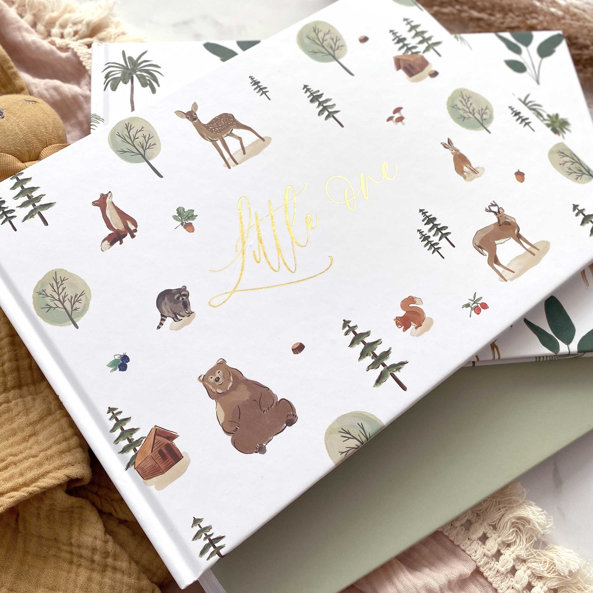 Baby Memory Book - Woodland and Gold Foil