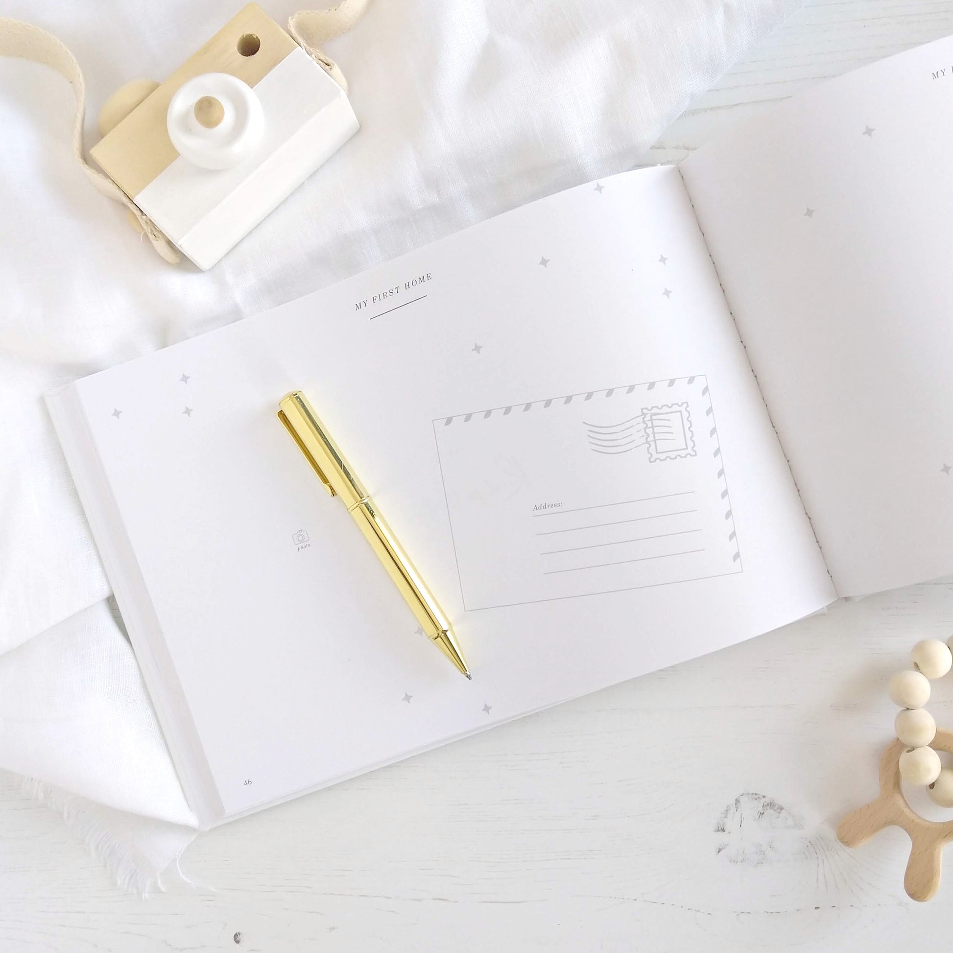 Baby Memory Book - Woodland Animals and Gold Foil