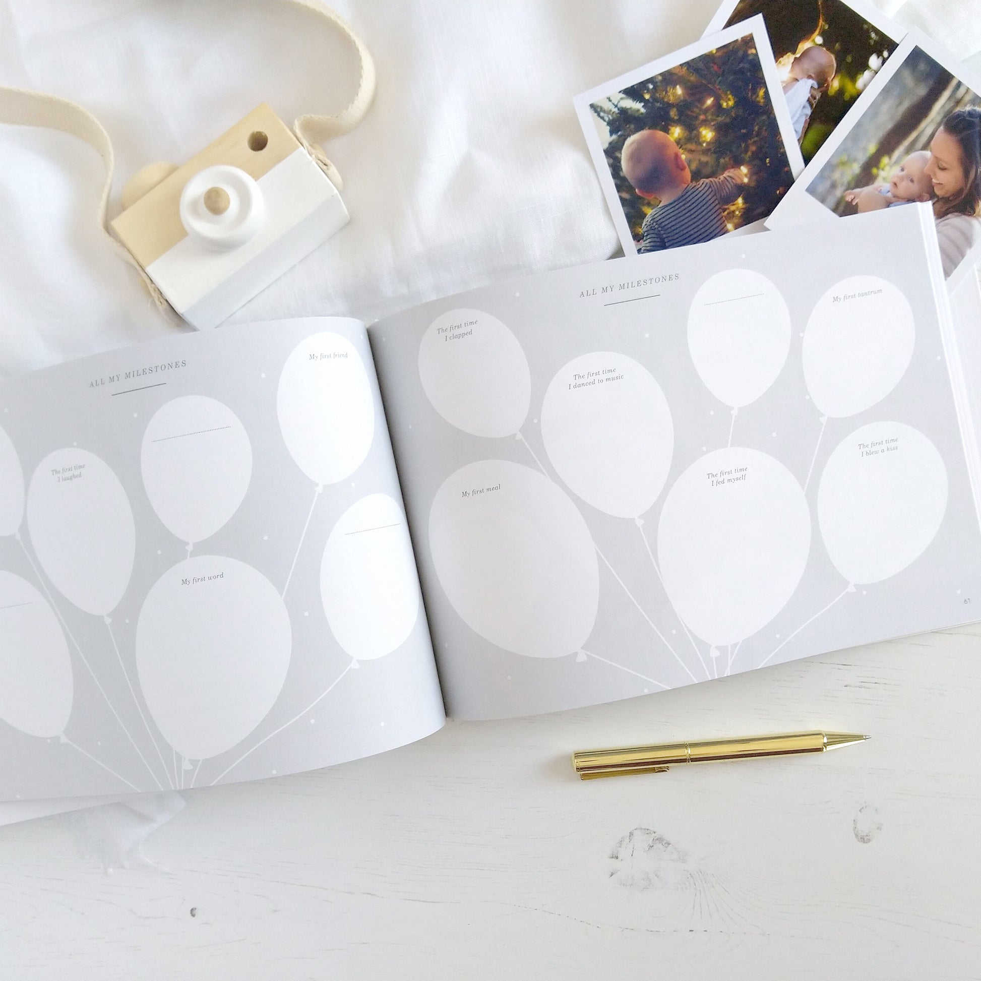 Baby Memory Book - Woodland Animals and Gold Foil