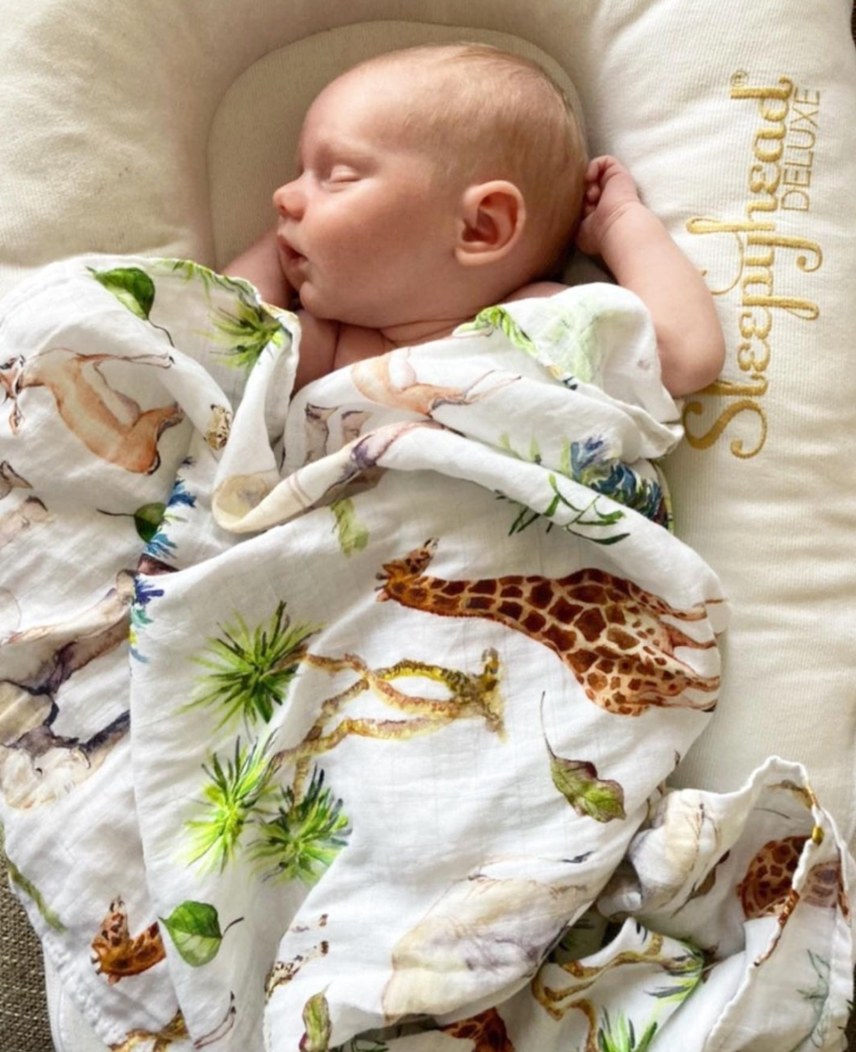 Large Muslin Swaddle Wild Safari