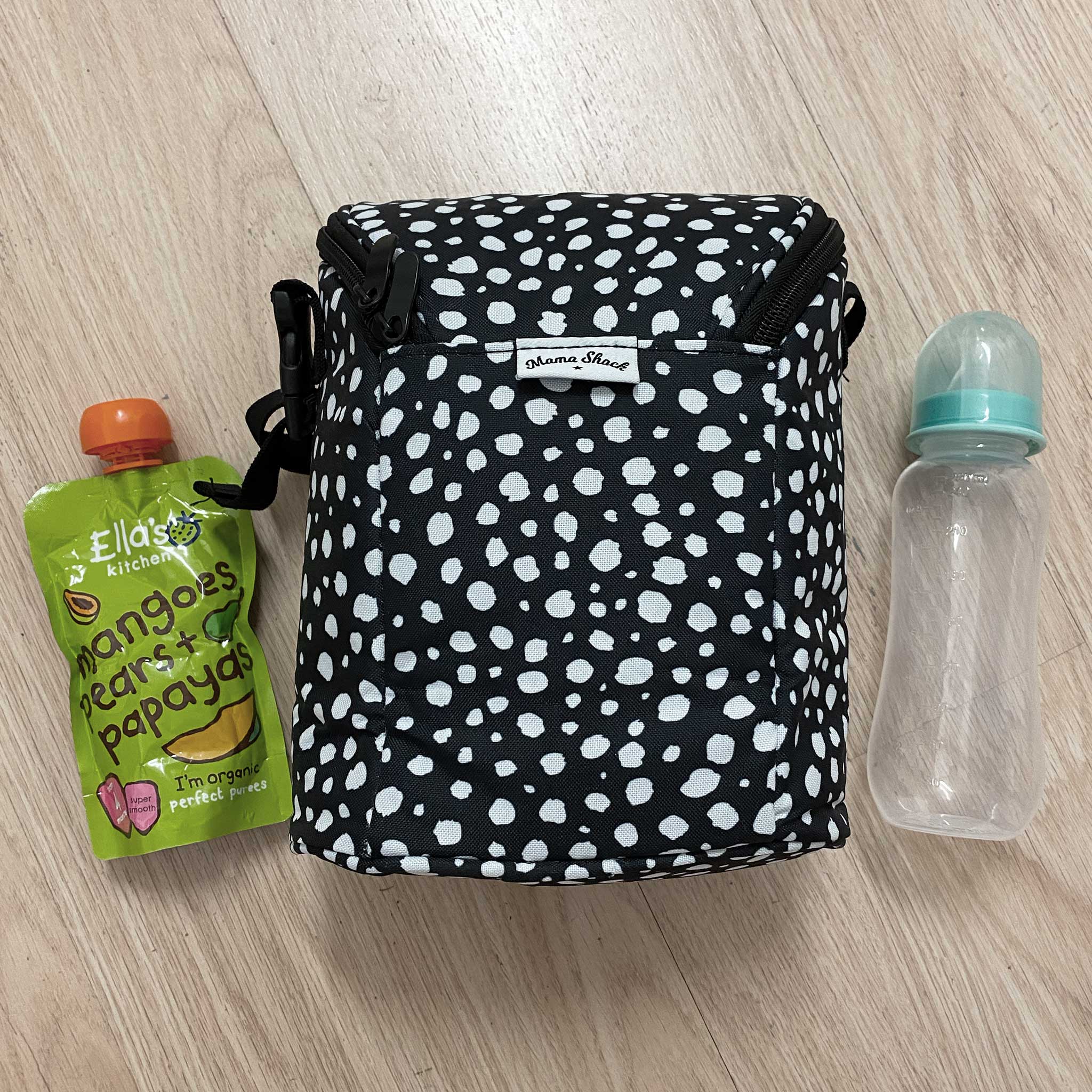 Insulated Baby Bottle and Lunch Bag - Black Spotty