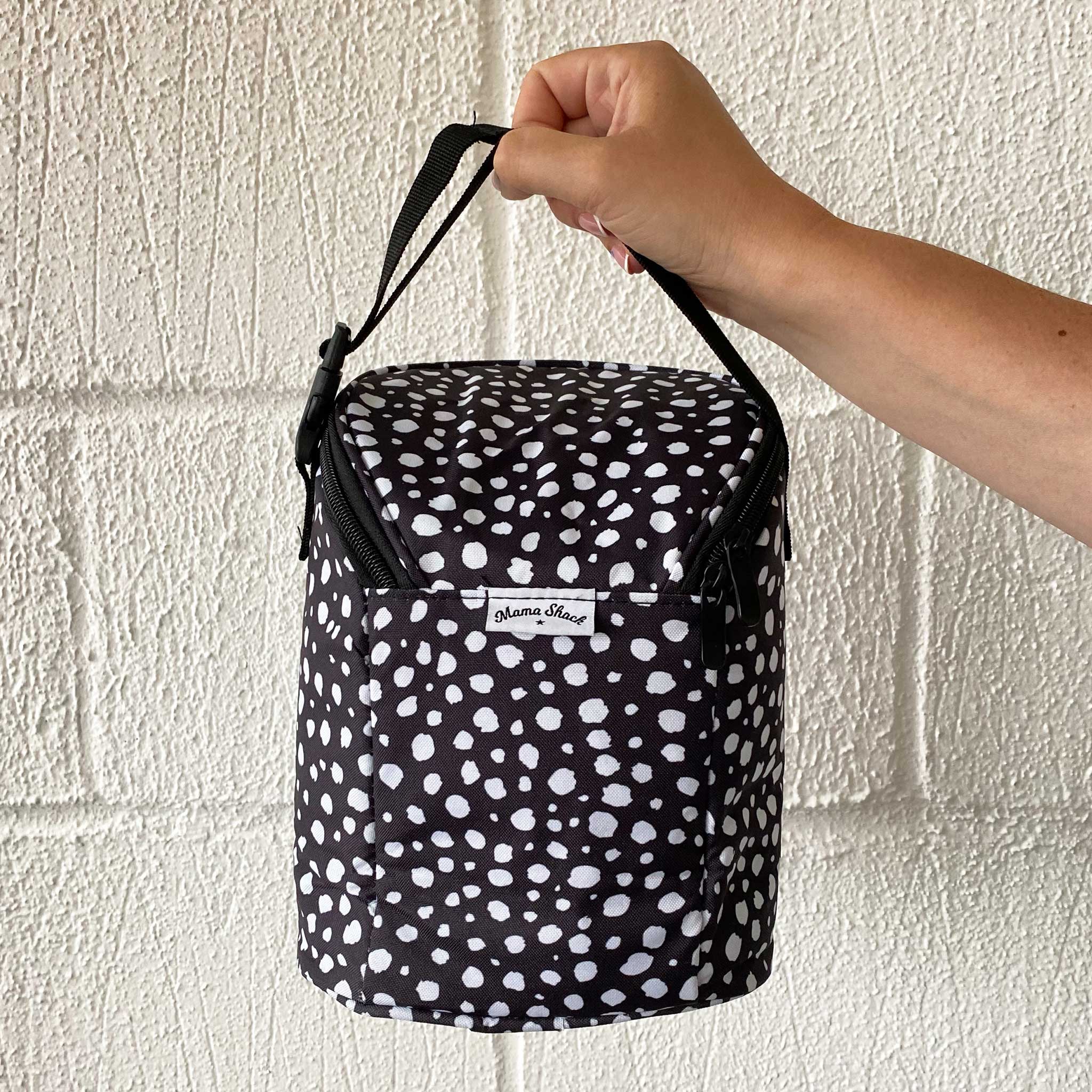 Insulated Baby Bottle and Lunch Bag - Black Spotty