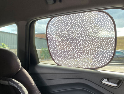 Large - Car Window Shades - Monochrome Dotty